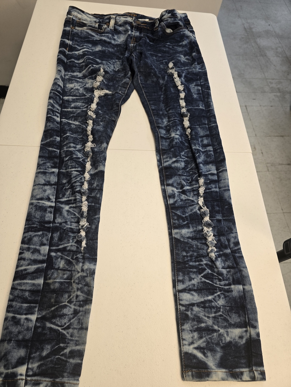 VIP Women's Distressed Acid-Wash Dark Blue Skinny Jeans